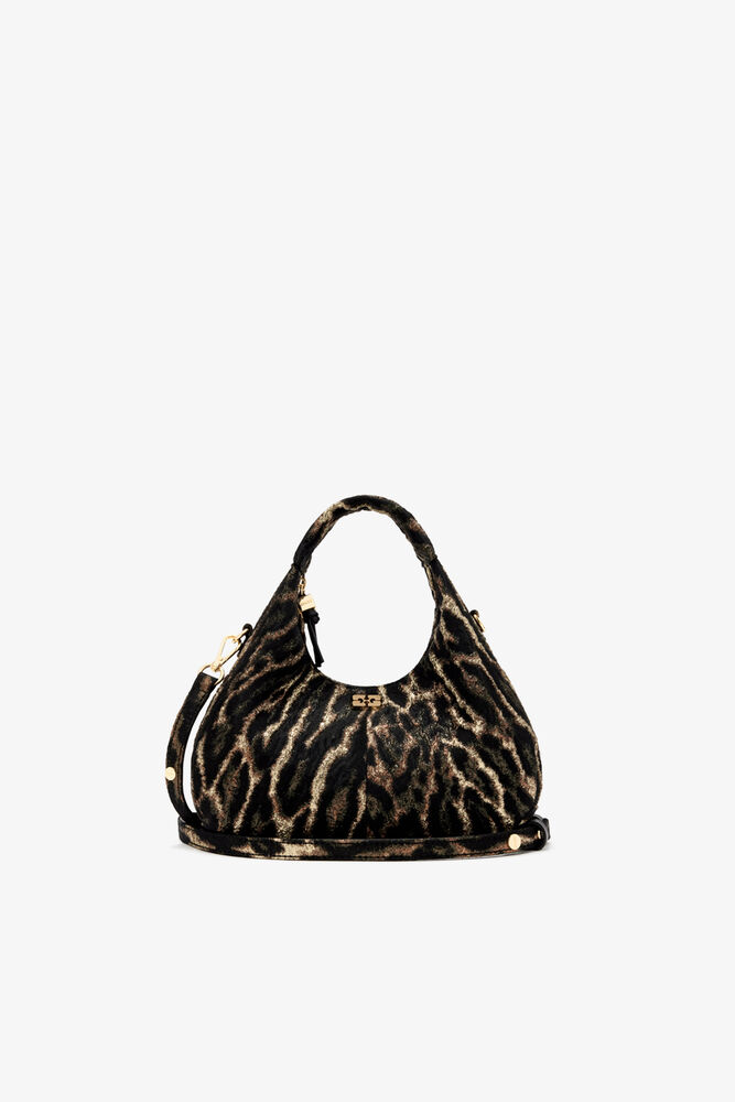 Mini Hobo Bag in Metallic Cloque, Antique Bronze