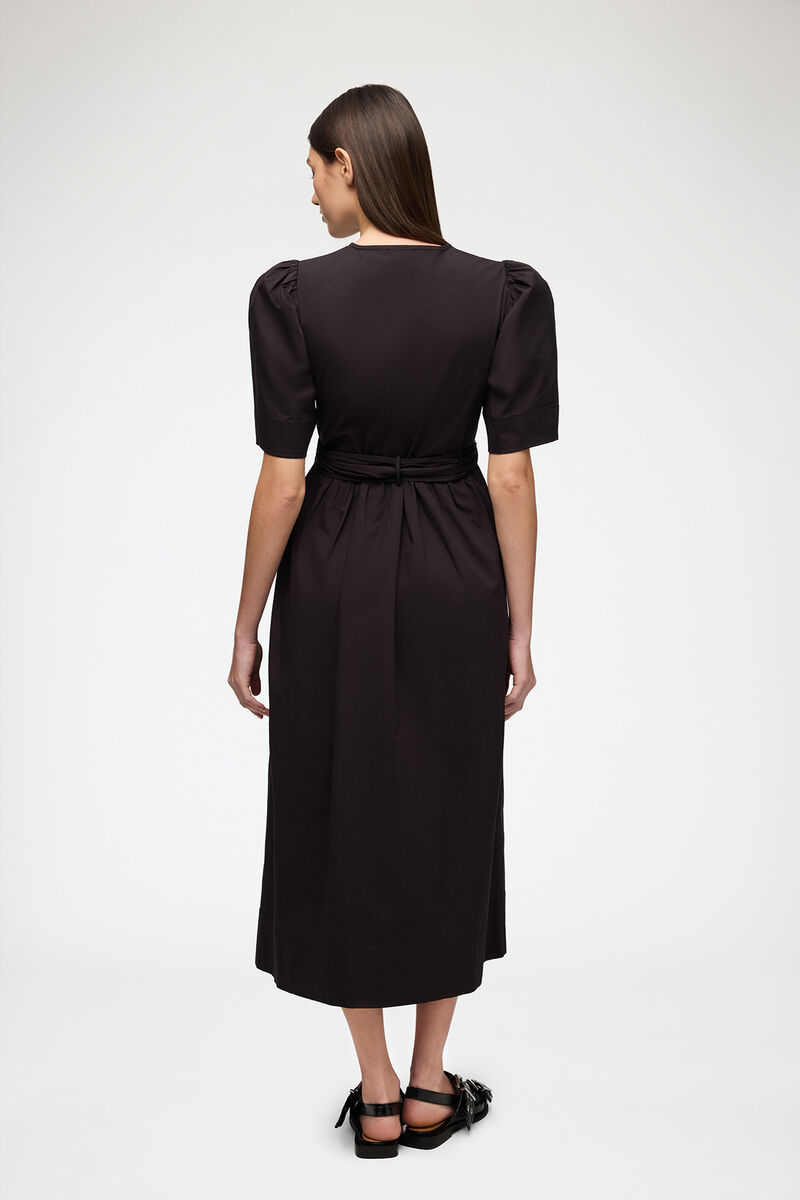 ストレッチコットンのブラックドレス, Elastane, in colour Black - 3 - GANNI