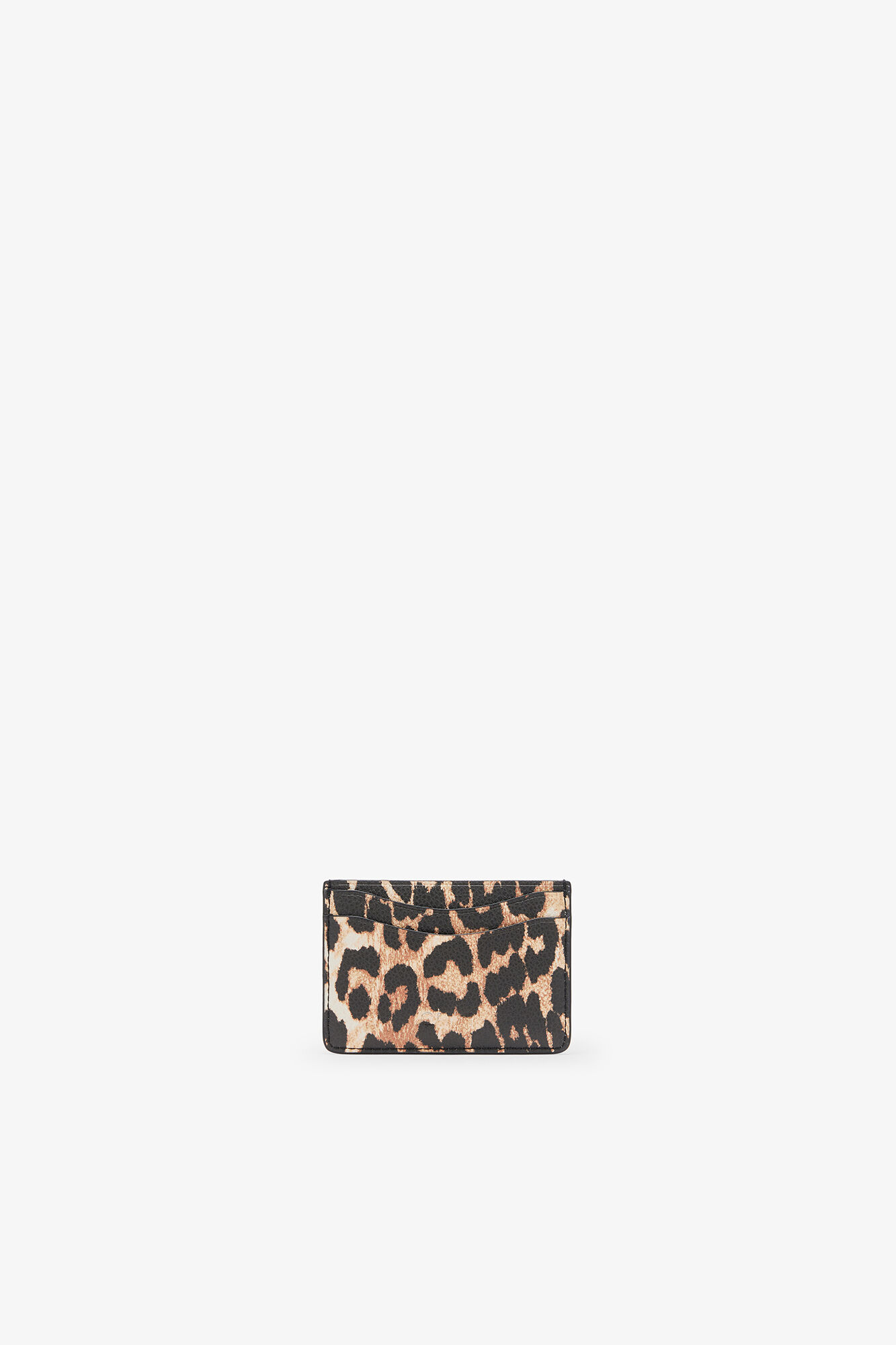 Porte-cartes Bou grainé léopard, Recycled Polyester, in colour Almond Milk - 2 - GANNI