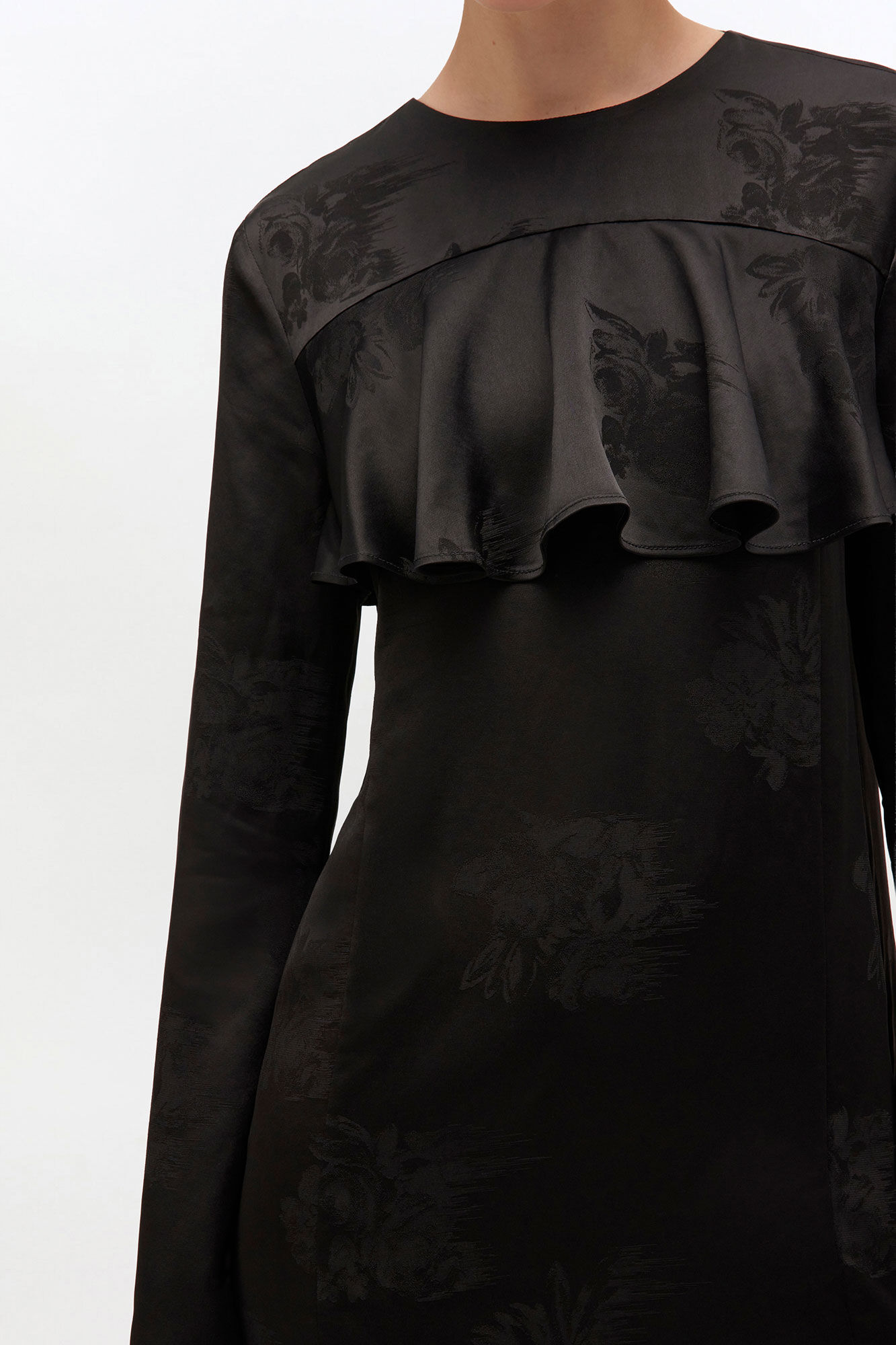 Black Ruffle Mini Dress, Acetate, in colour Black - 1 - GANNI