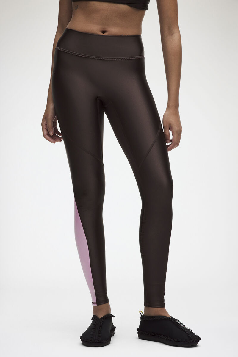 Ruffle-Trim MR Tight in Brown, Recycled Polyamide, in colour Espresso - 2 - GANNI