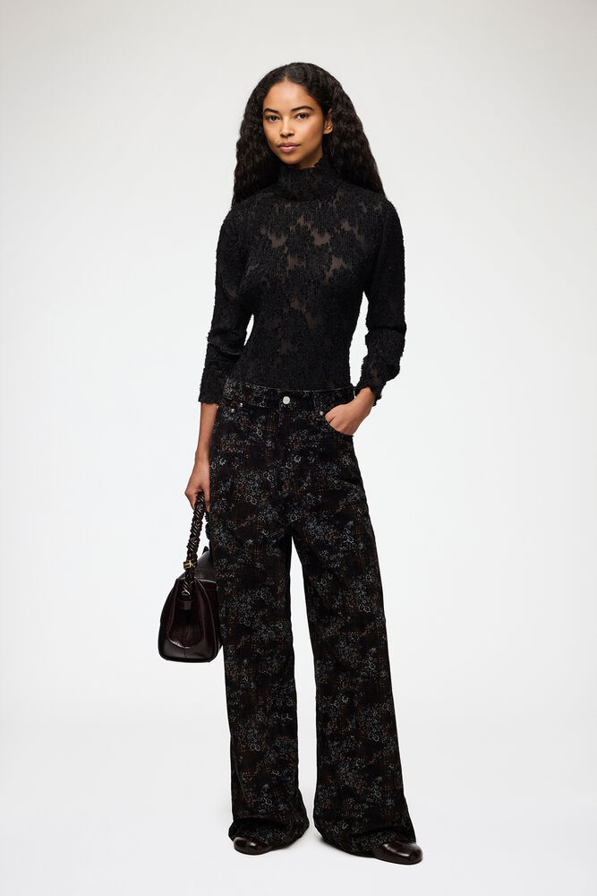 Marri-jeans i tryckt denim, Winter Moss
