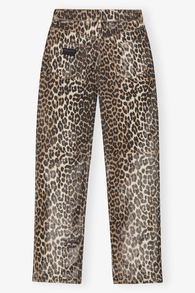 Leopard Foil Carri Jeans, Organic Cotton, in colour Leopard - 2 - GANNI