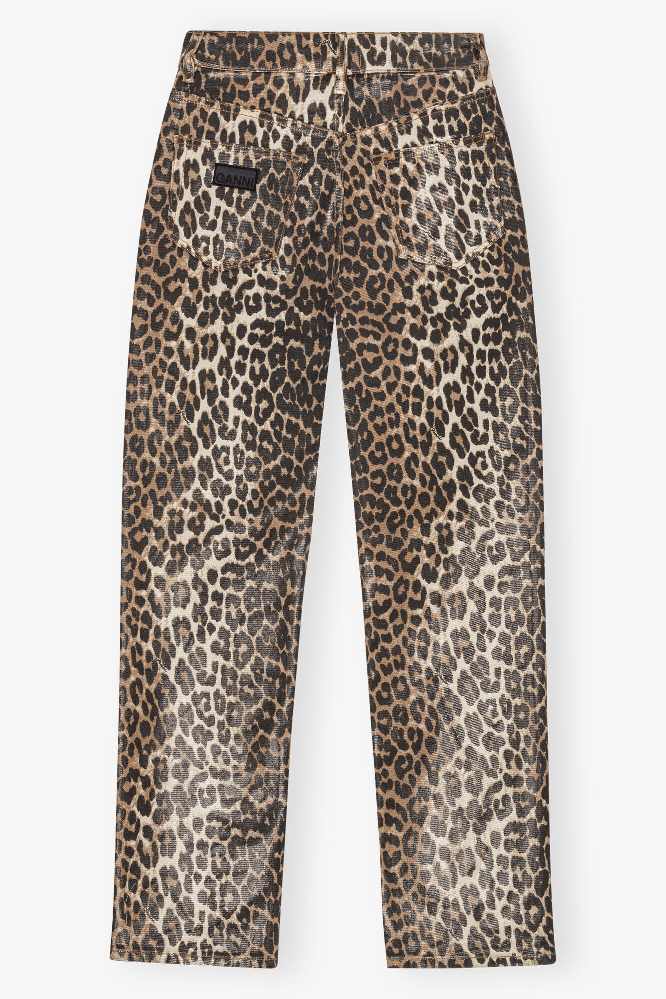 Leopard Foil Carri Jeans, Organic Cotton, in colour Leopard - 2 - GANNI