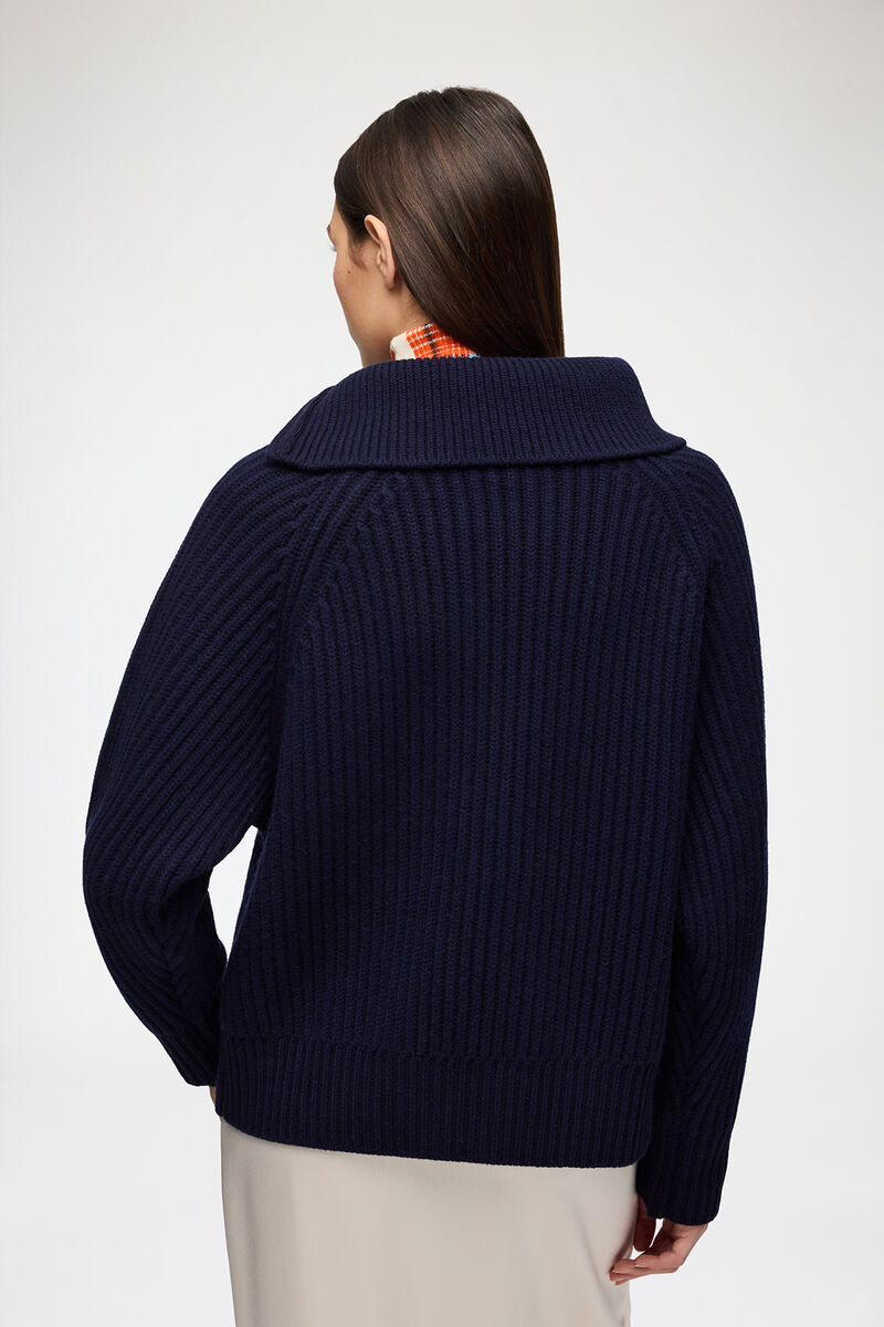 Turtleneck in Blue Wool, Wool, in colour Sky Captain - 3 - GANNI