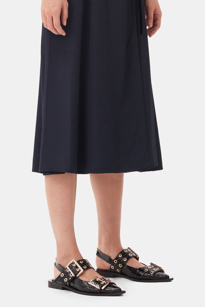 Feminine Buckle Ballerinas in Black Croco , Black