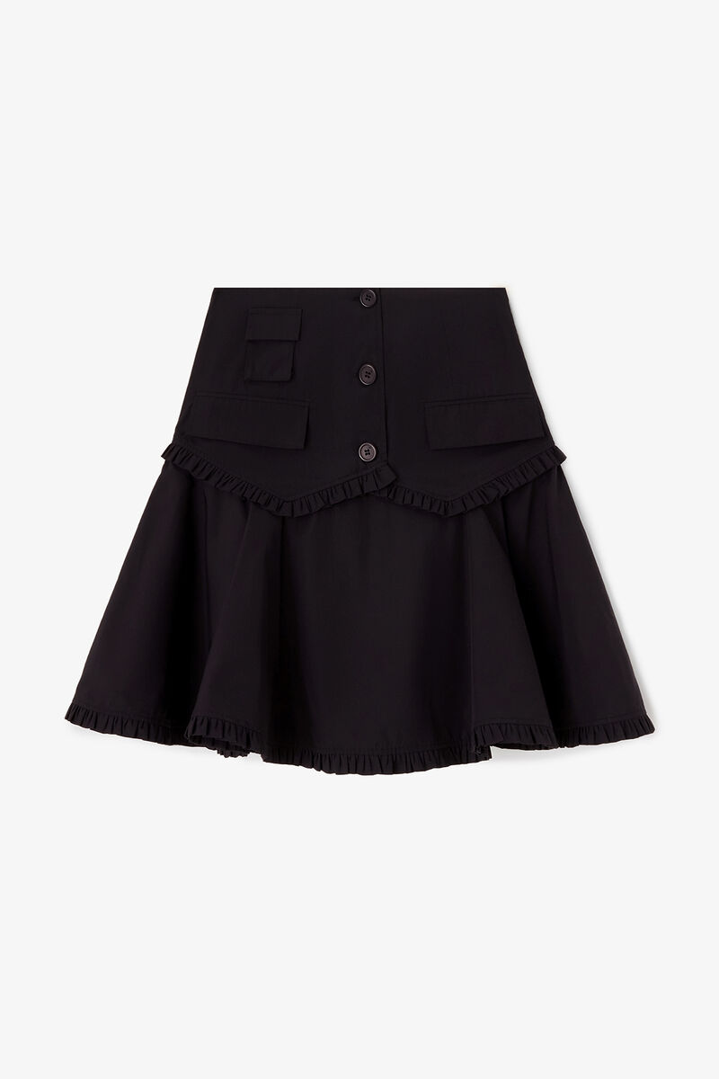 Skirt in Stretch Cotton, Organic Cotton, in colour Black - 1 - GANNI