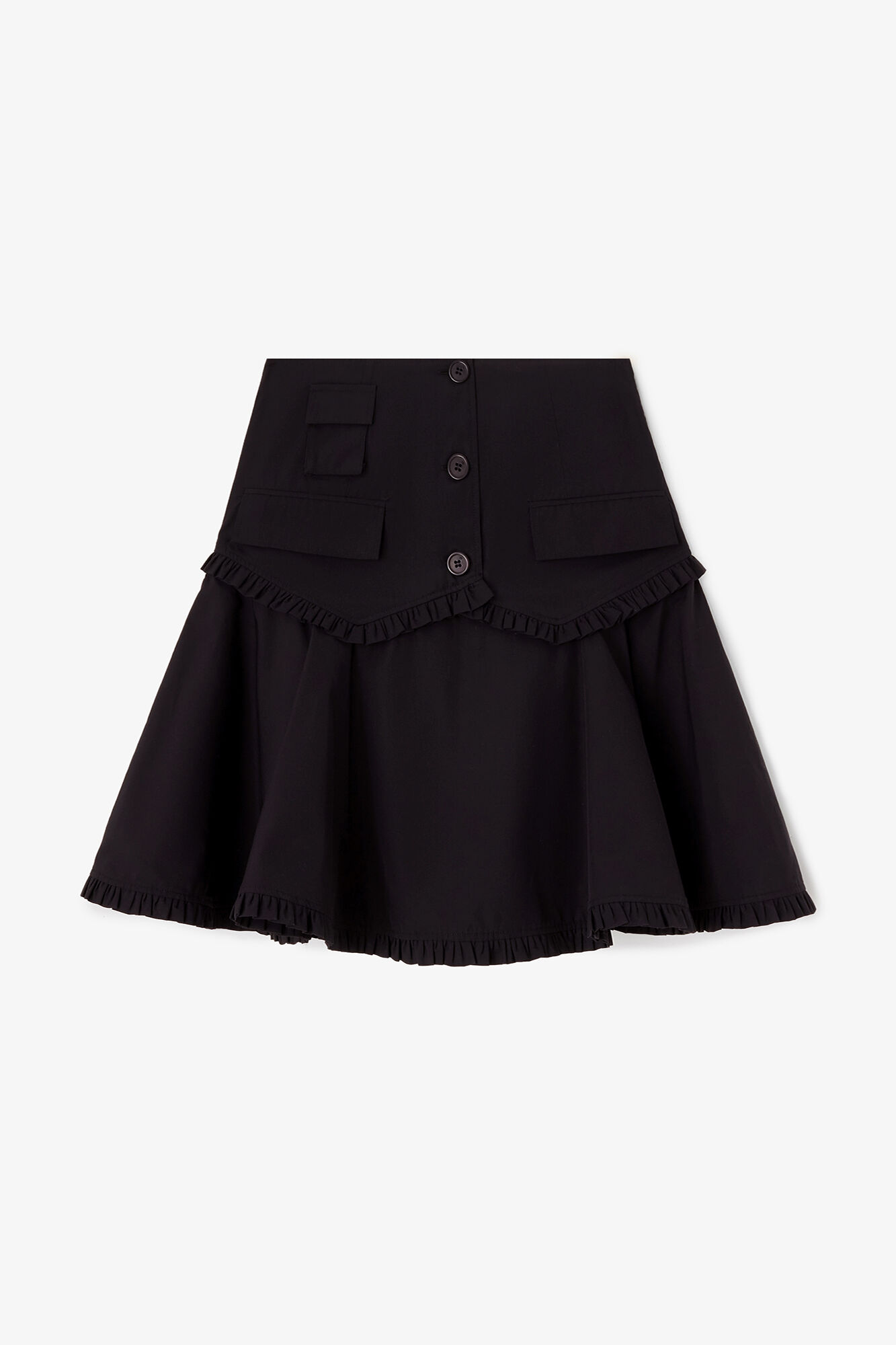 Skirt in Stretch Cotton, Organic Cotton, in colour Black - 1 - GANNI