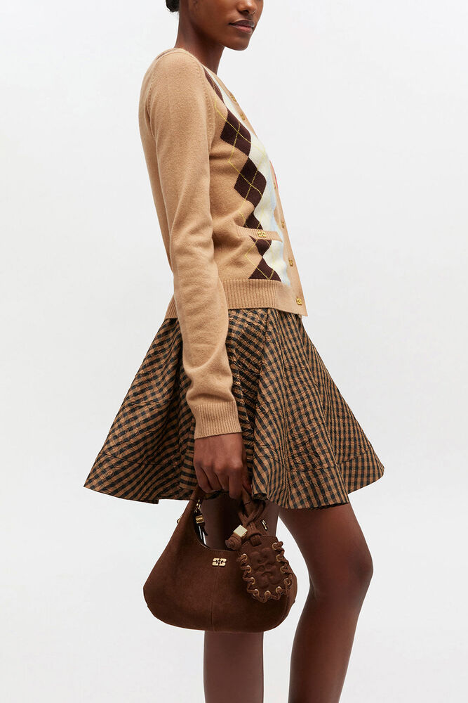 Mini-Hobo-Tasche aus braunem Wildleder, Chicory Coffee