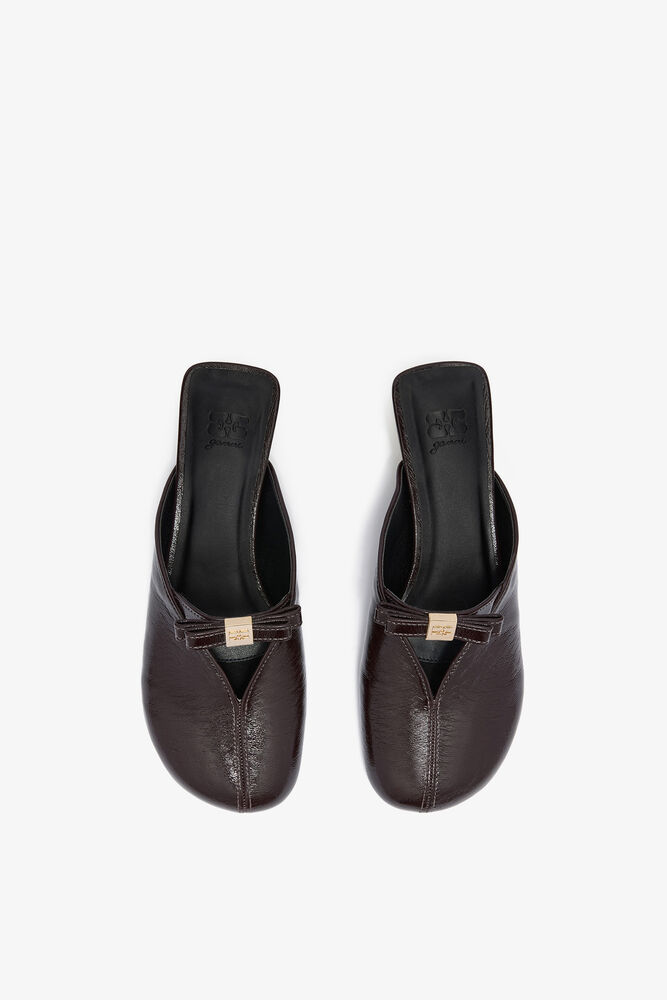 Sue Kitten Heel Mules in Brown, Demitasse