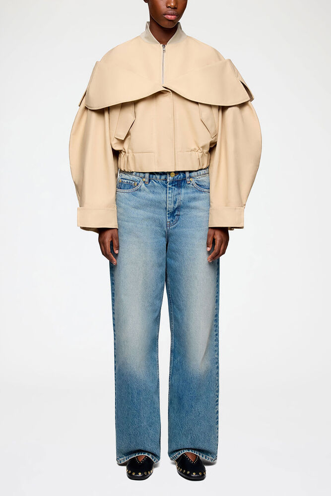 Bomber in Beige Cotton, Warm Sand