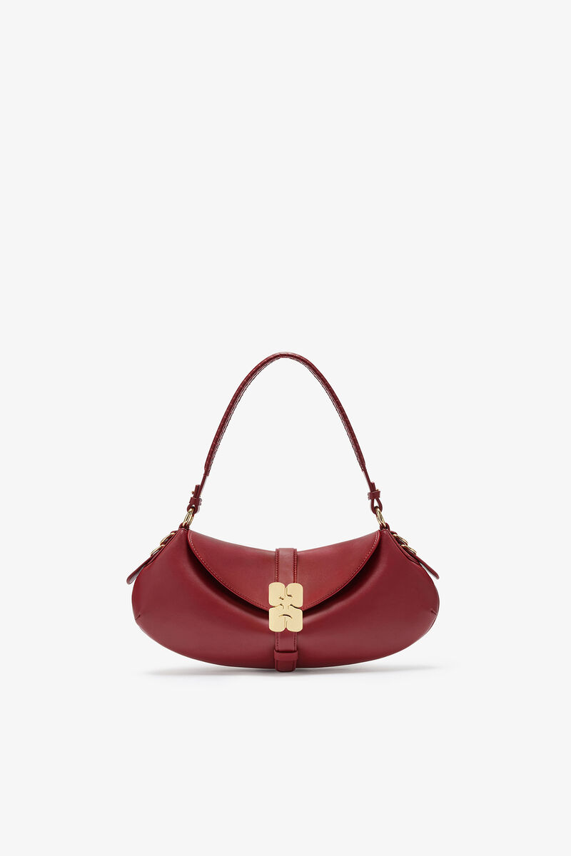 B-Kat Bag in Red, Recycled Leather, in colour Red Dahlia - 1 - GANNI