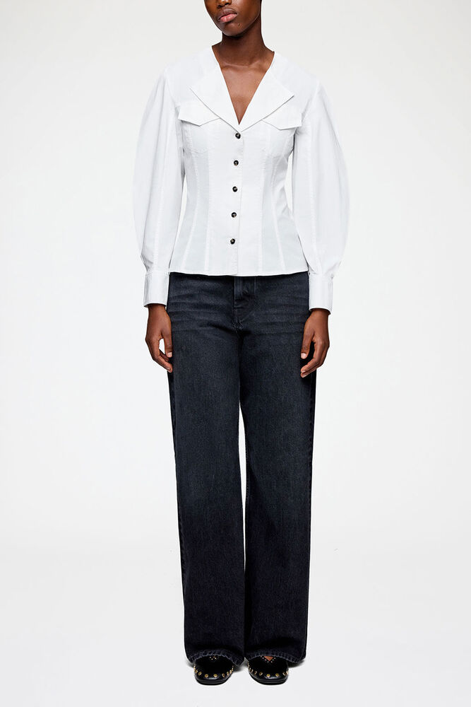 Shirt in White Cotton, Bright White
