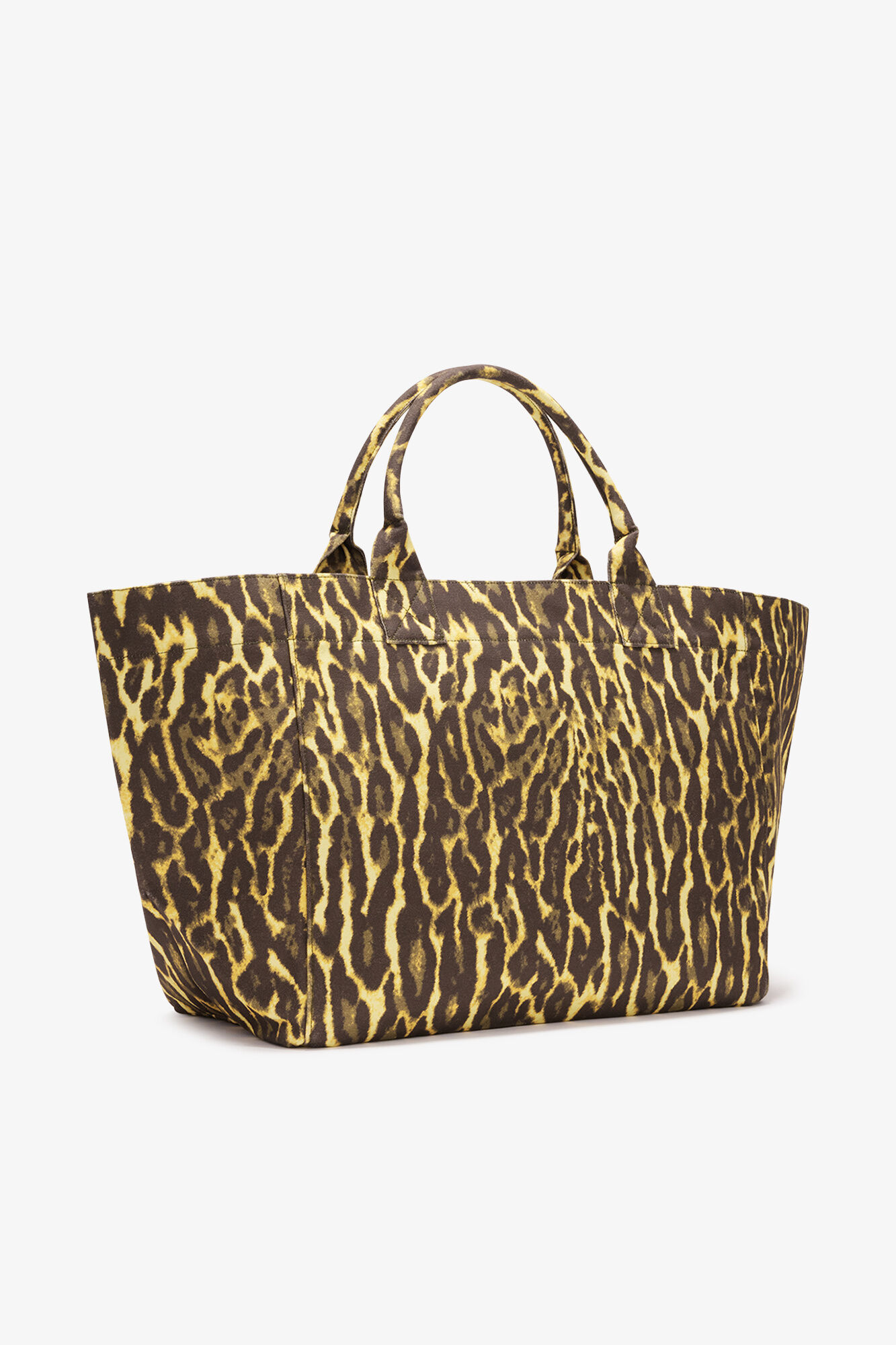 Tote XXL in Gradient Leopard, Recycled Cotton, in colour Lemon Grass - 2 - GANNI