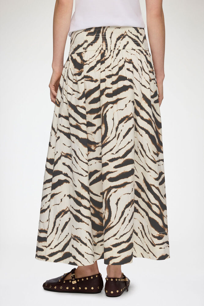 Skirt in Zebra Cotton, Egret