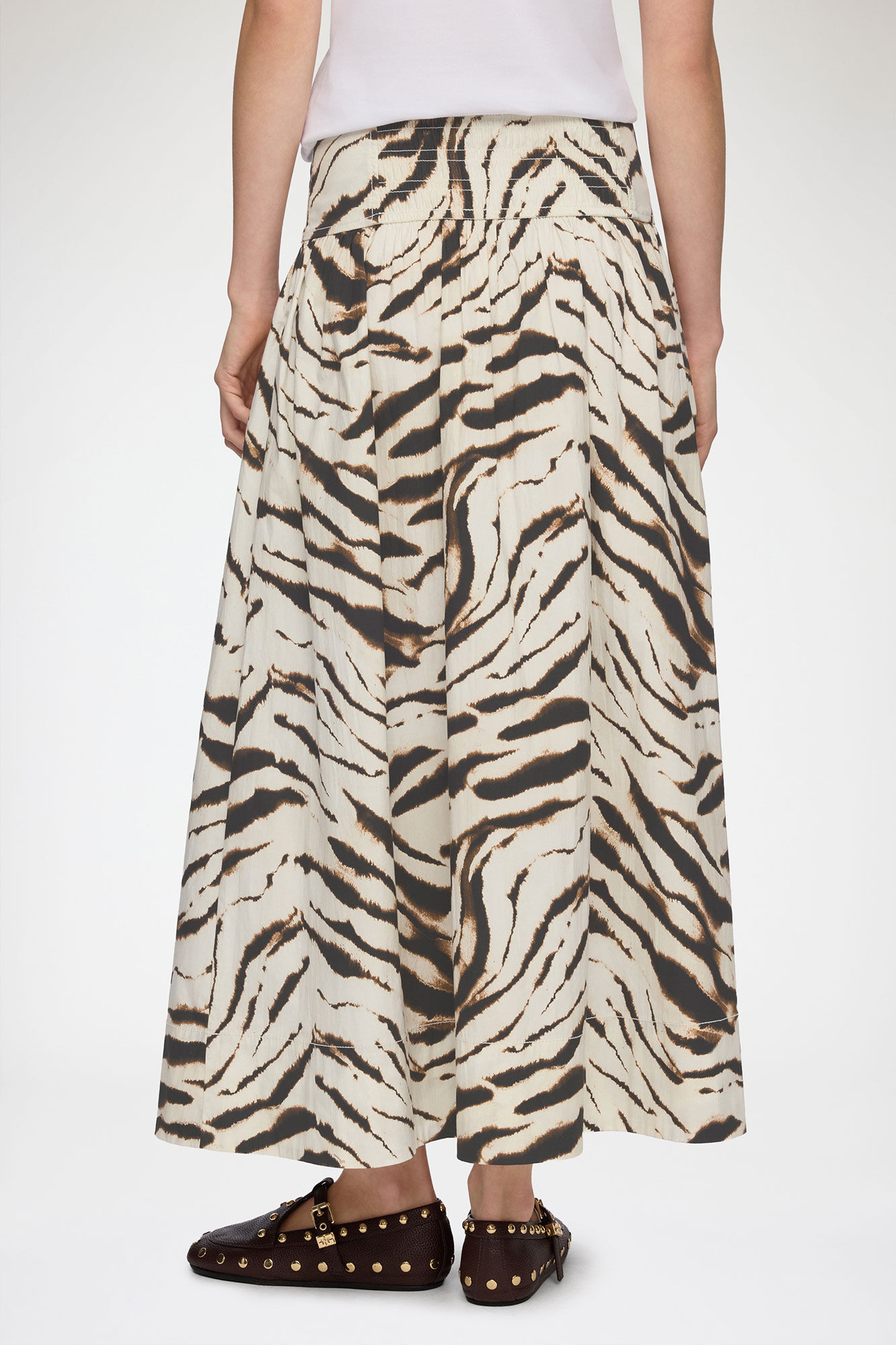 Skirt in Zebra Cotton, Organic Cotton, in colour Egret - 3 - GANNI