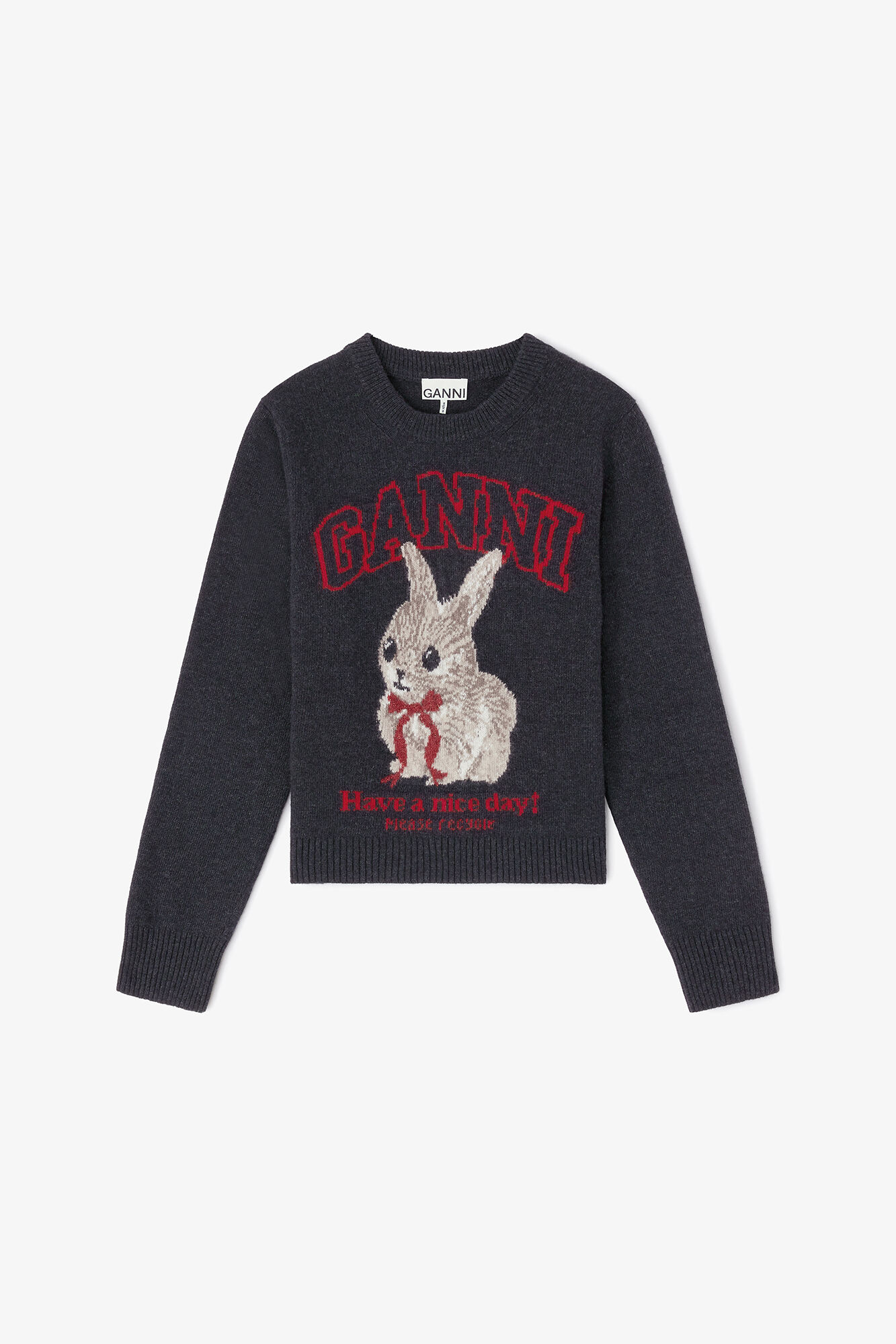 Pull en laine graphique, Wool, in colour Phantom - 1 - GANNI