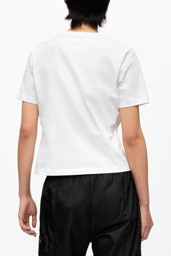 White Cropped Heart T-Shirt, Bright White