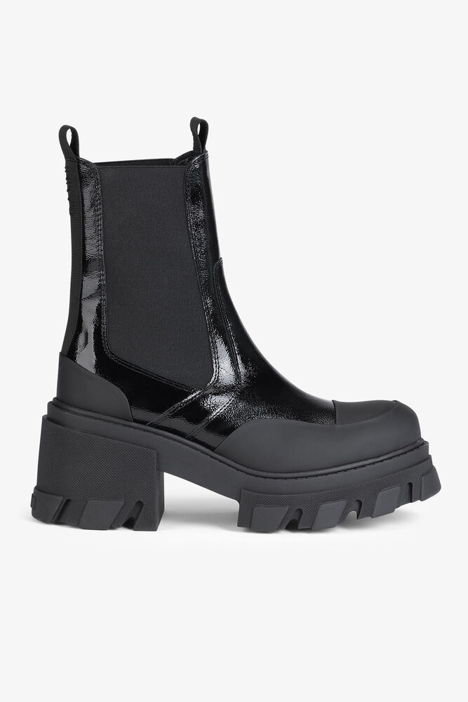 Black Calf Leather Chelsea Boots, Black