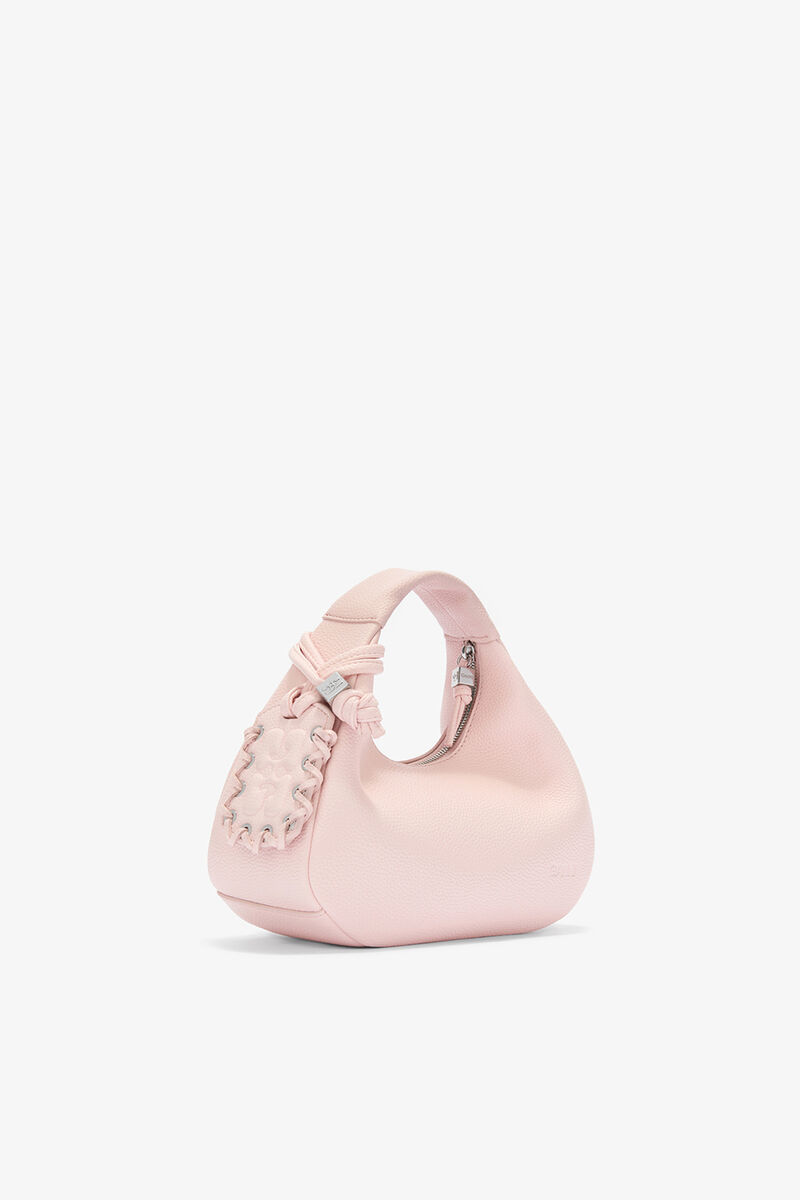 Daisy Duck Mini Hobo Bag in Grained Pink, Recycled Polyester, in colour Chalk Pink - 2 - GANNI