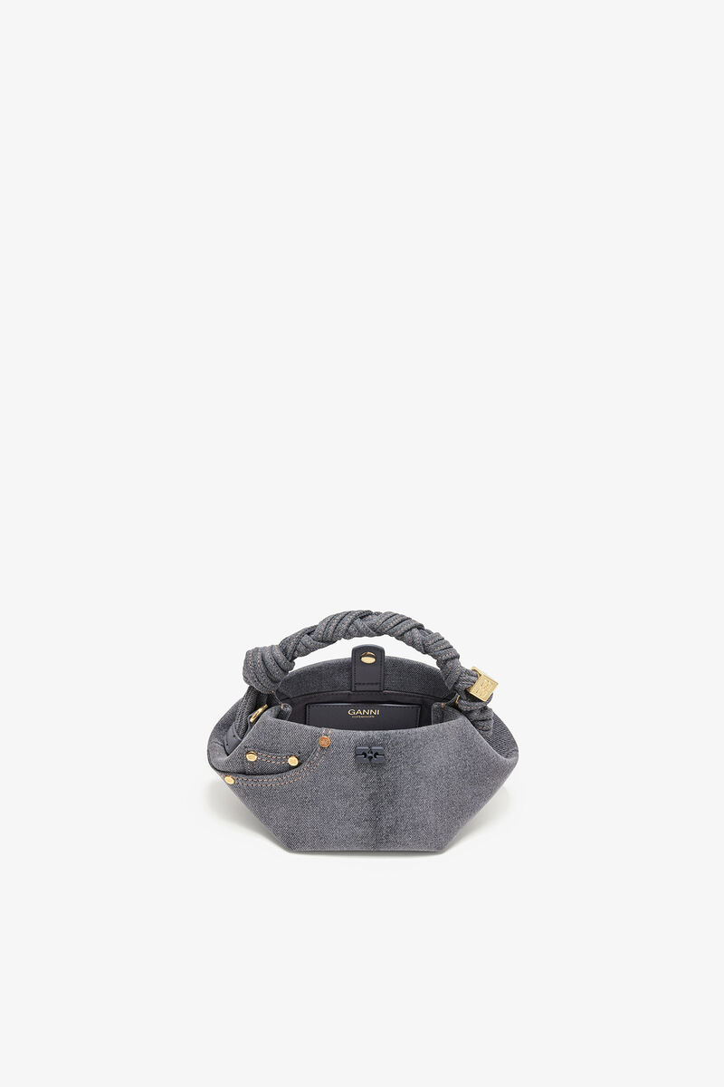 Mini Bou Bag in Denim, Recycled Cotton, in colour Lava Smoke - 3 - GANNI