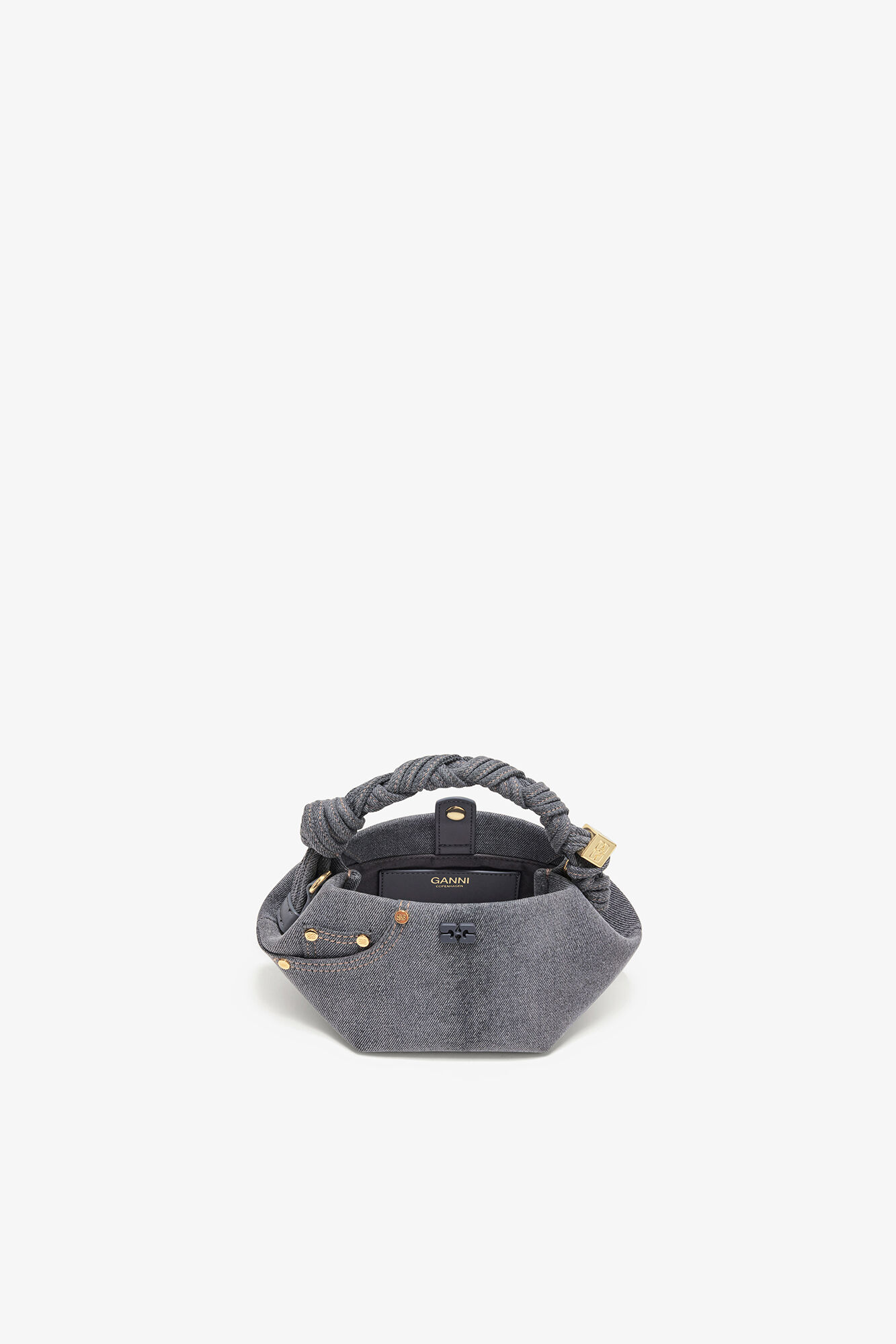 Mini Bou Bag in Denim, Recycled Cotton, in colour Lava Smoke - 3 - GANNI