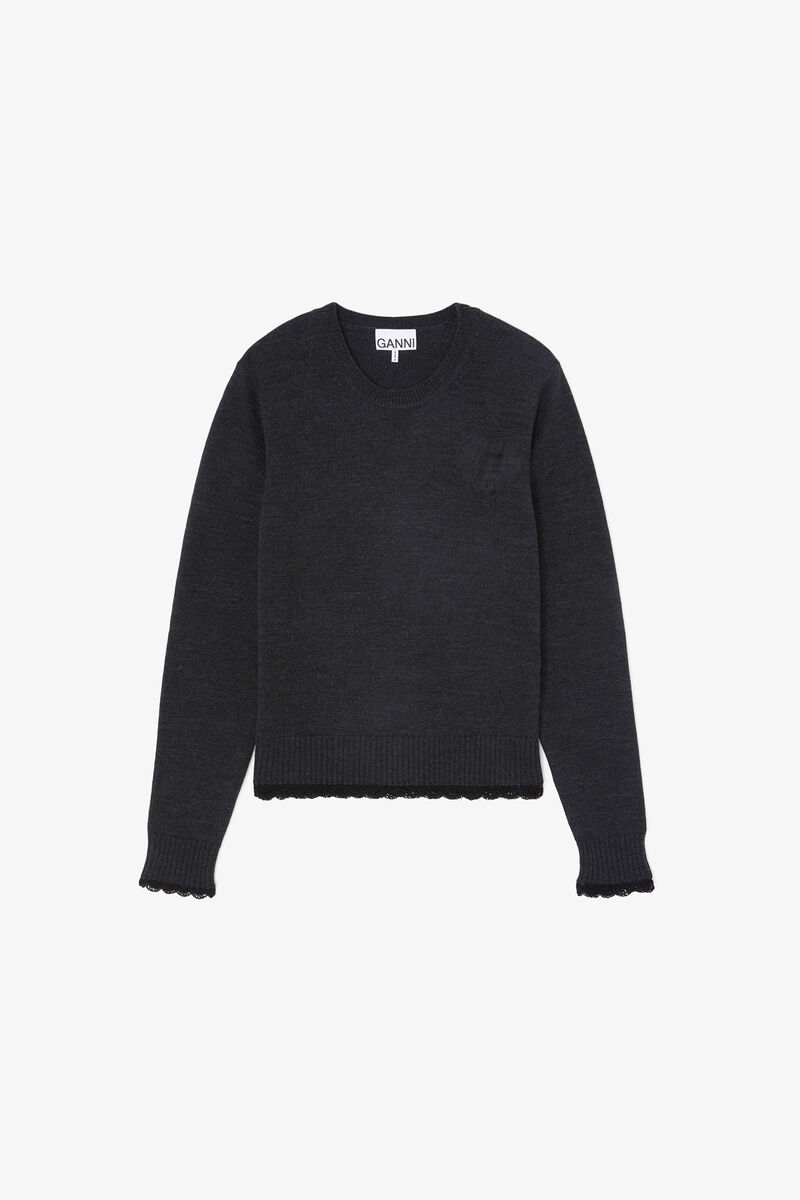 Pullover aus brauner Wolle, Wool, in colour Phantom - 1 - GANNI