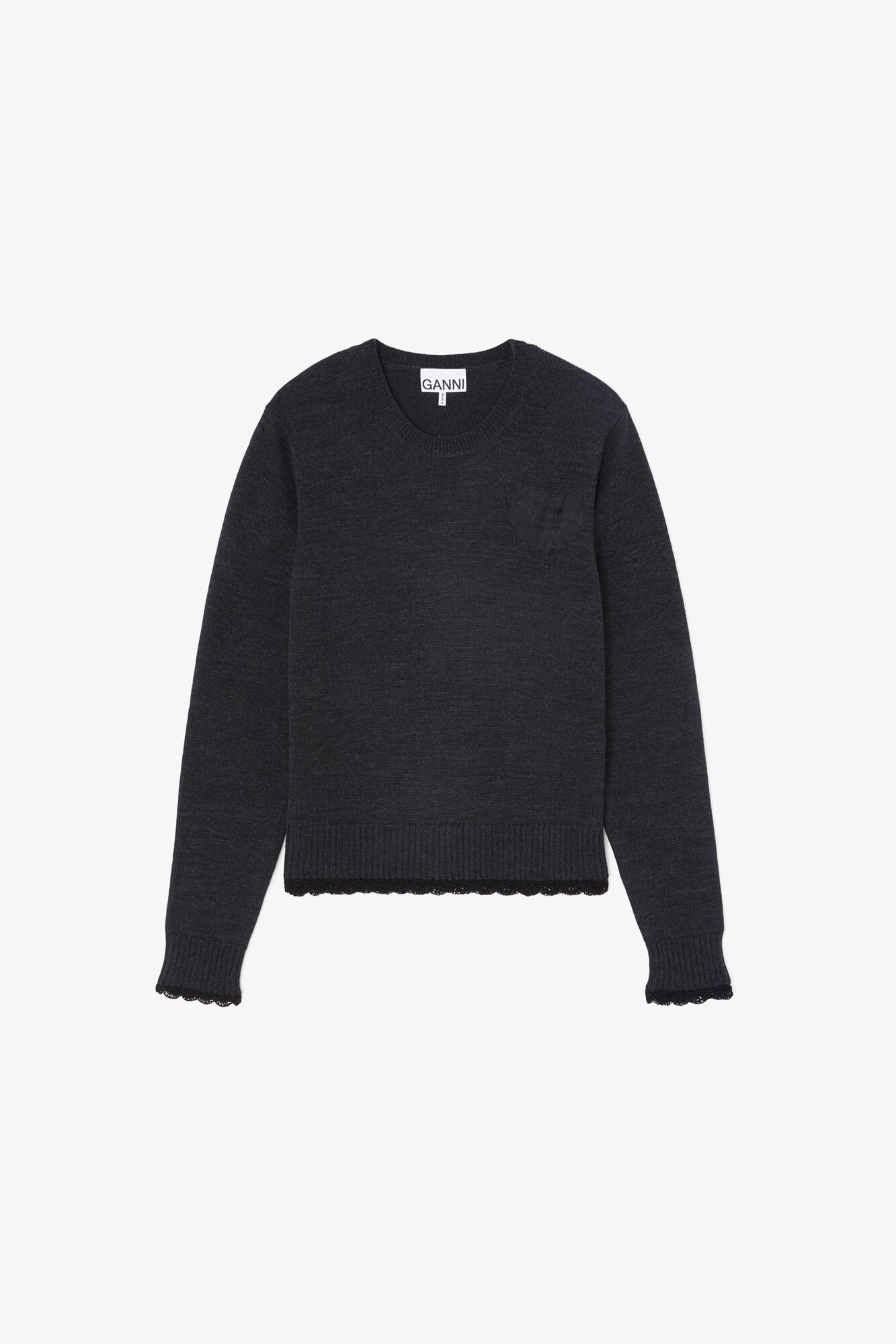 Pullover aus brauner Wolle, Wool, in colour Phantom - 1 - GANNI