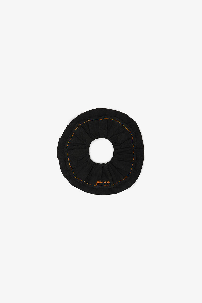 Black Scrunchie, Organic Cotton, in colour Washed Black/Black - 1 - GANNI