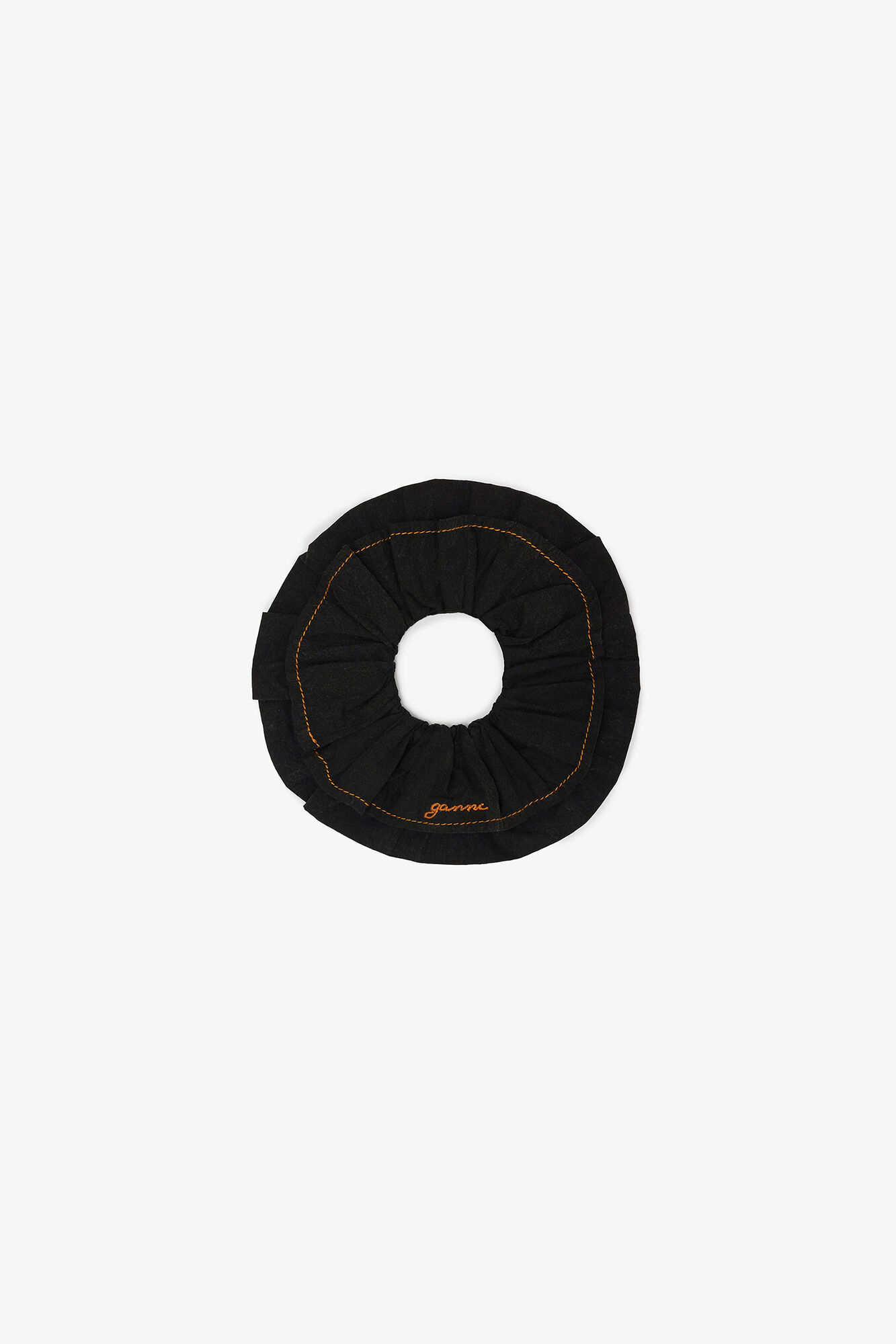 Black Scrunchie, Organic Cotton, in colour Washed Black/Black - 1 - GANNI