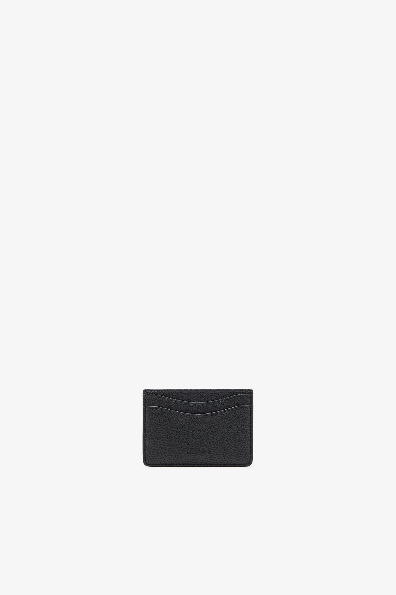 Bou Card Holder in Grained Black, Recycled Polyester, in colour Black - 2 - GANNI