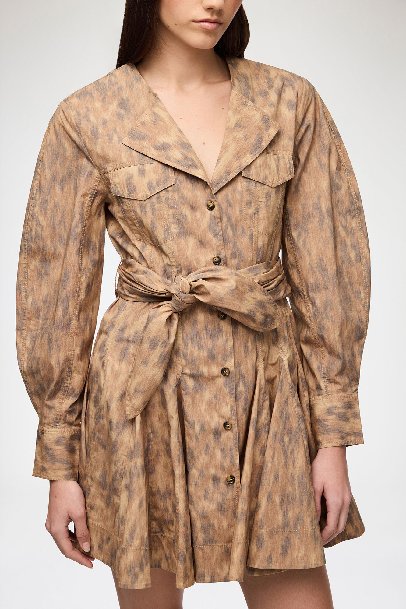 Shirt Dress in Stretch Cotton, Organic Cotton, in colour Burro - 2 - GANNI