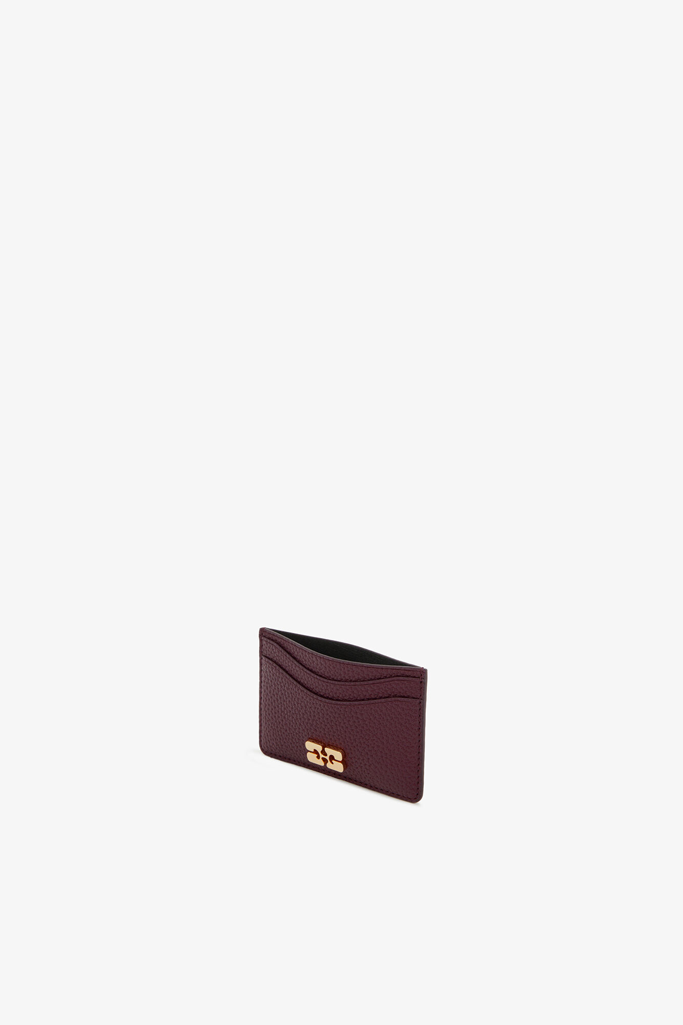 Bou Card Holder in Grained Burgundy, Polyurethane, in colour Port Royale - 3 - GANNI