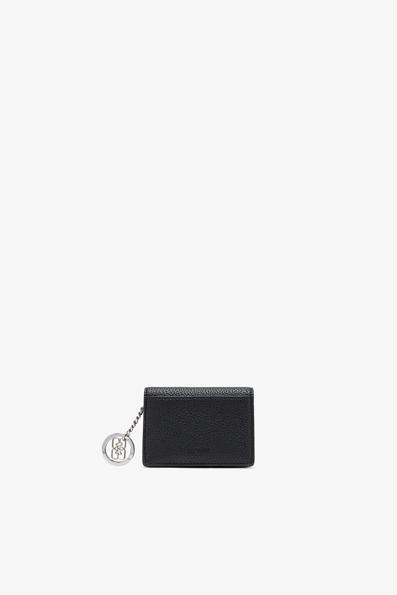 Bou Card Holder with Flap in Grained Black, Recycled Polyester, in colour Black - 2 - GANNI