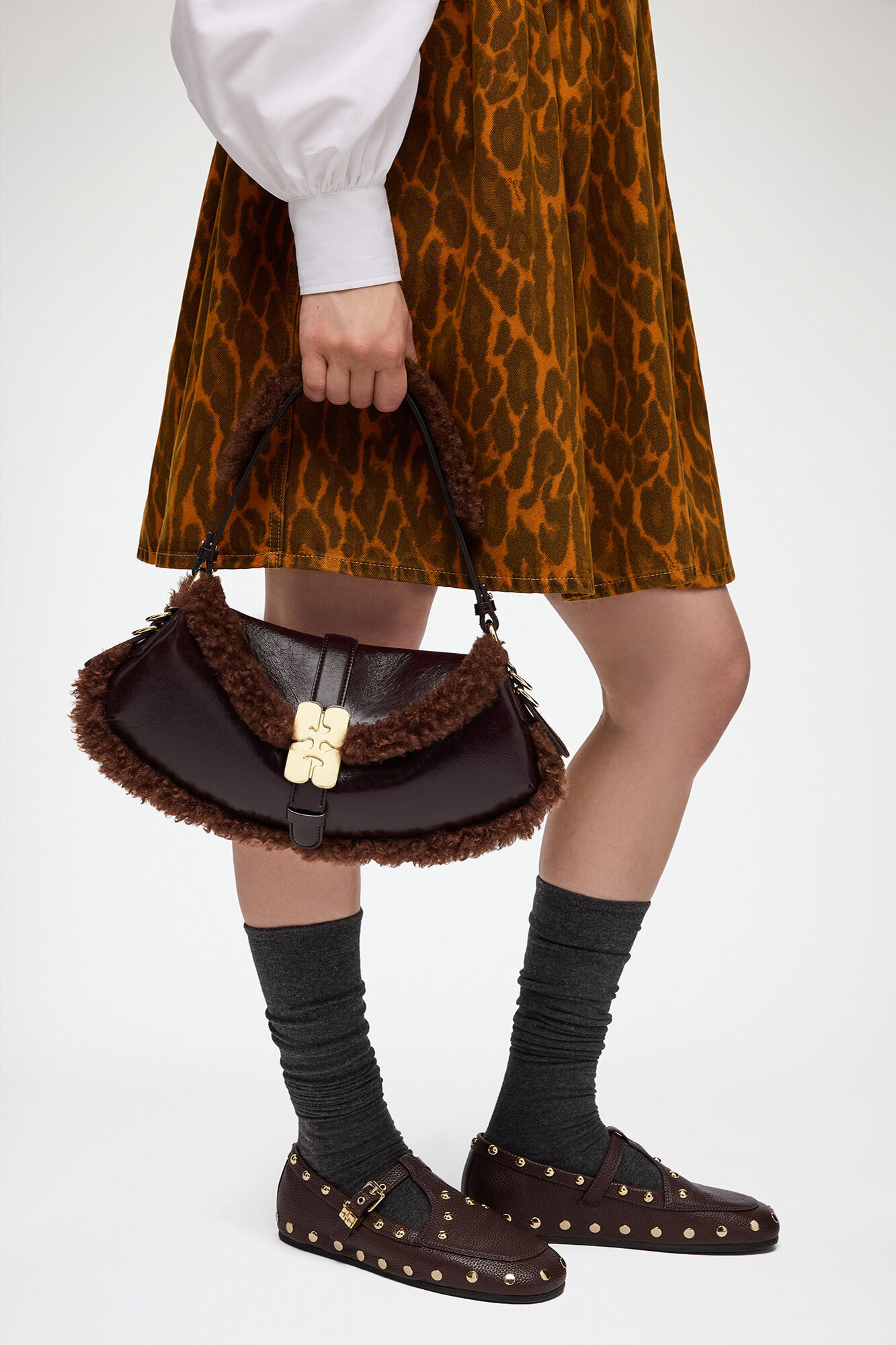 B-Kat Bag in Brown, Polyester, in colour Demitasse - 1 - GANNI