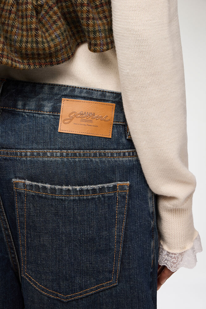 Audri Jeans in Textured Slub Denim, Dark Blue Vintage
