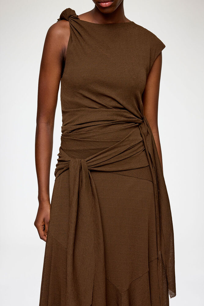 Long Dress in Marl Mesh, Demitasse