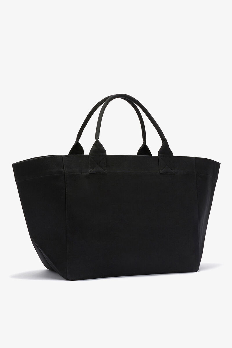 Tote XXL with Cherry, Recycled Cotton, in colour Phantom - 2 - GANNI