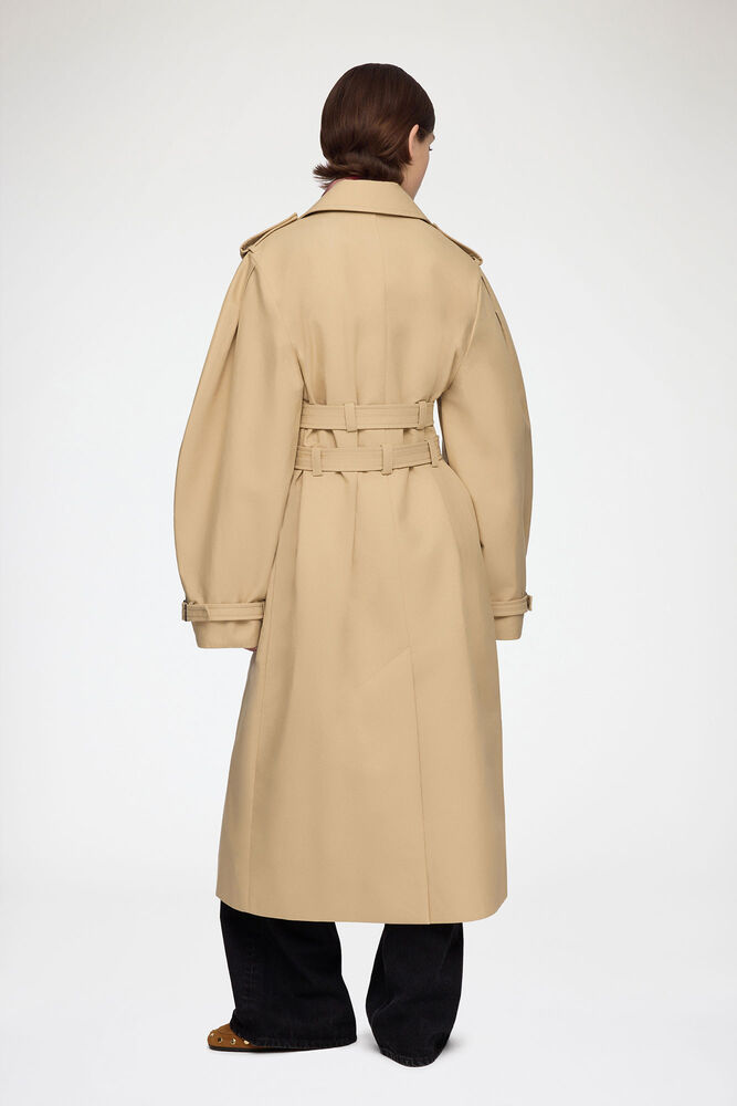 Trench Coat in Double Cotton, Warm Sand