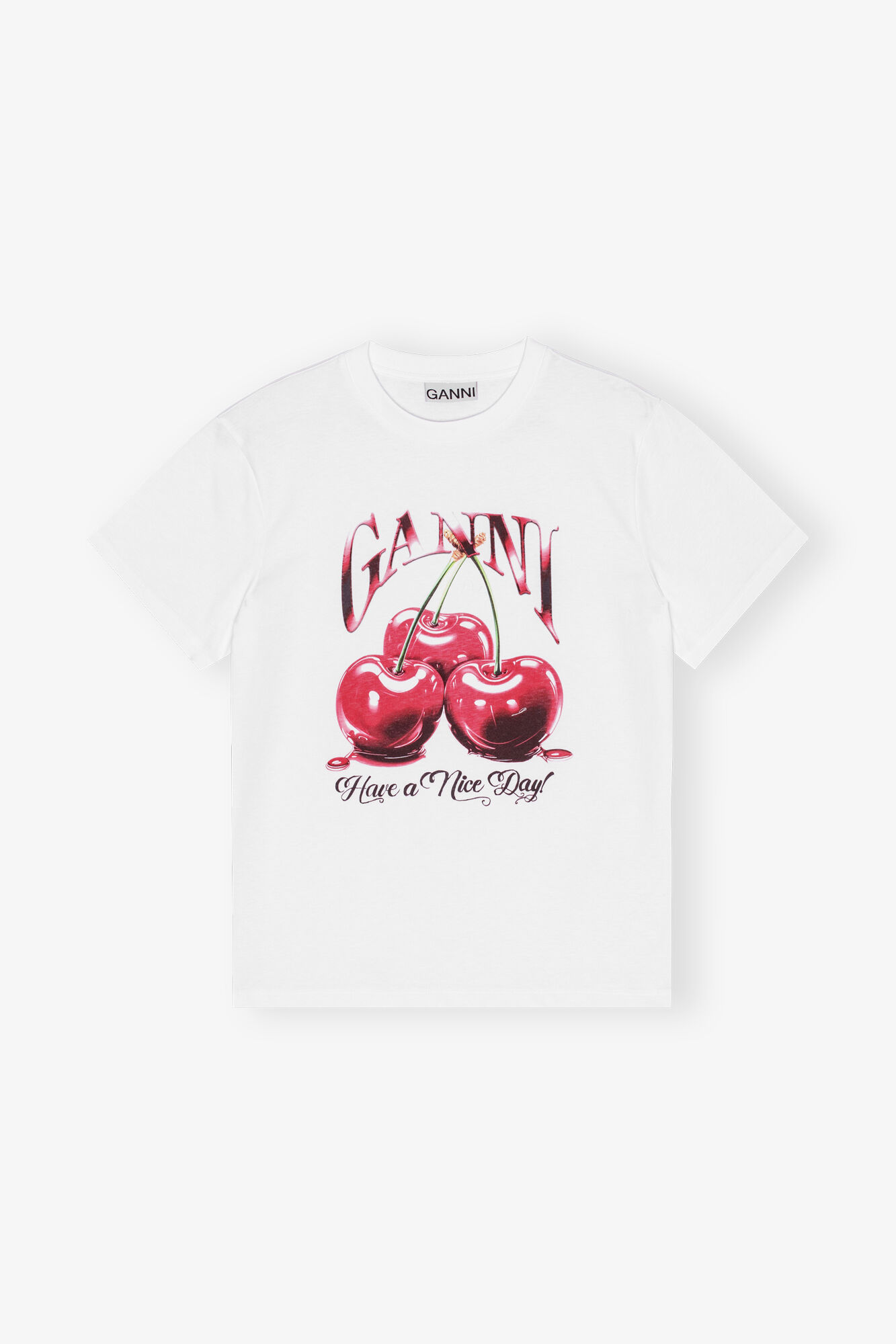 White Basic Jersey Cherry Relaxed T-shirt | GANNI BE