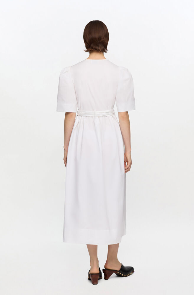 White Stretch Cotton Dress, Bright White