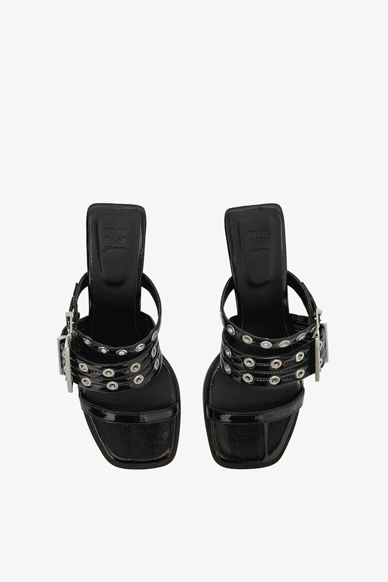 Buckle Strap Mule in Black, Polyurethane, in colour Black - 3 - GANNI