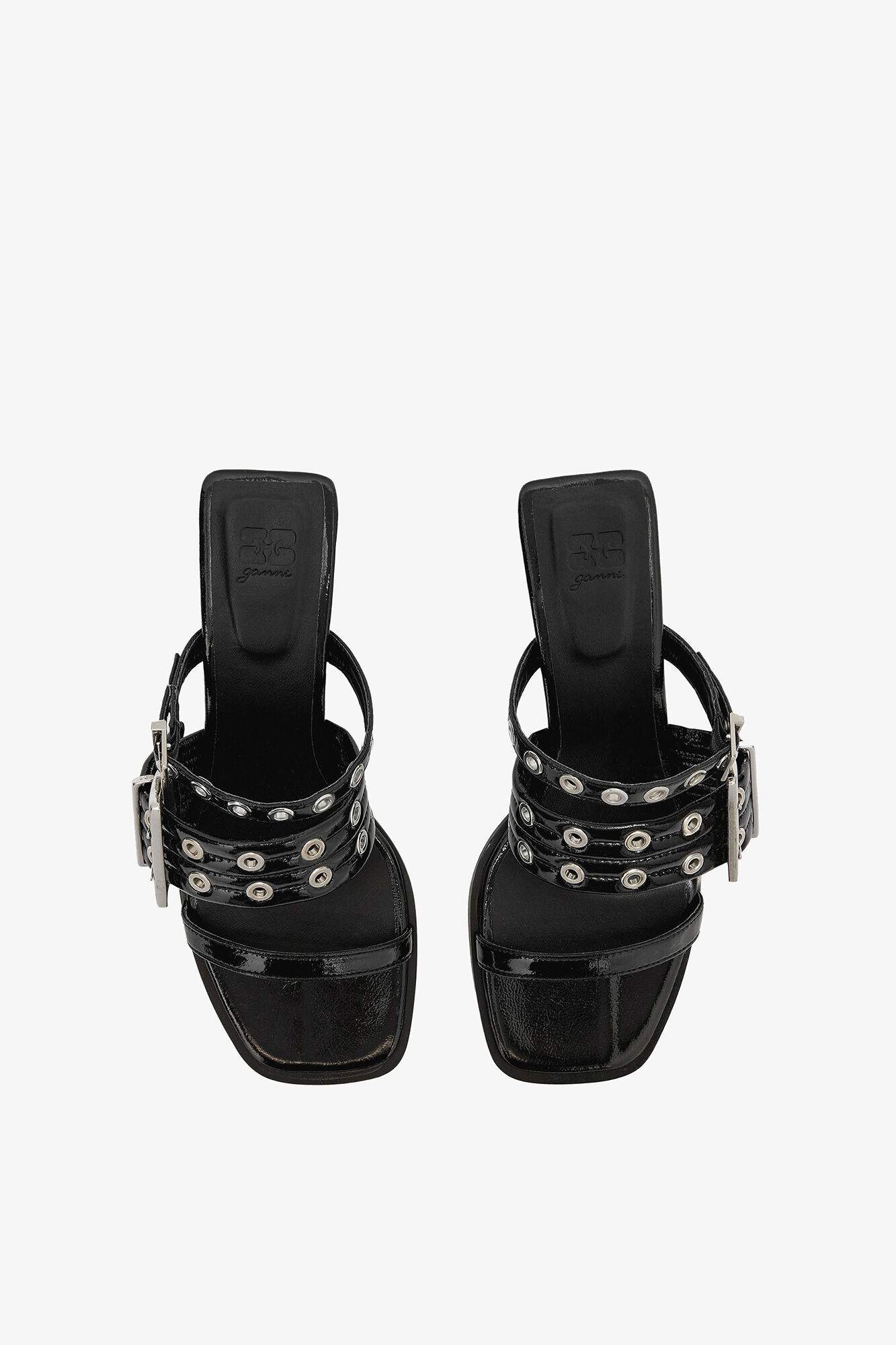 Buckle Strap Mule in Black, Polyurethane, in colour Black - 3 - GANNI