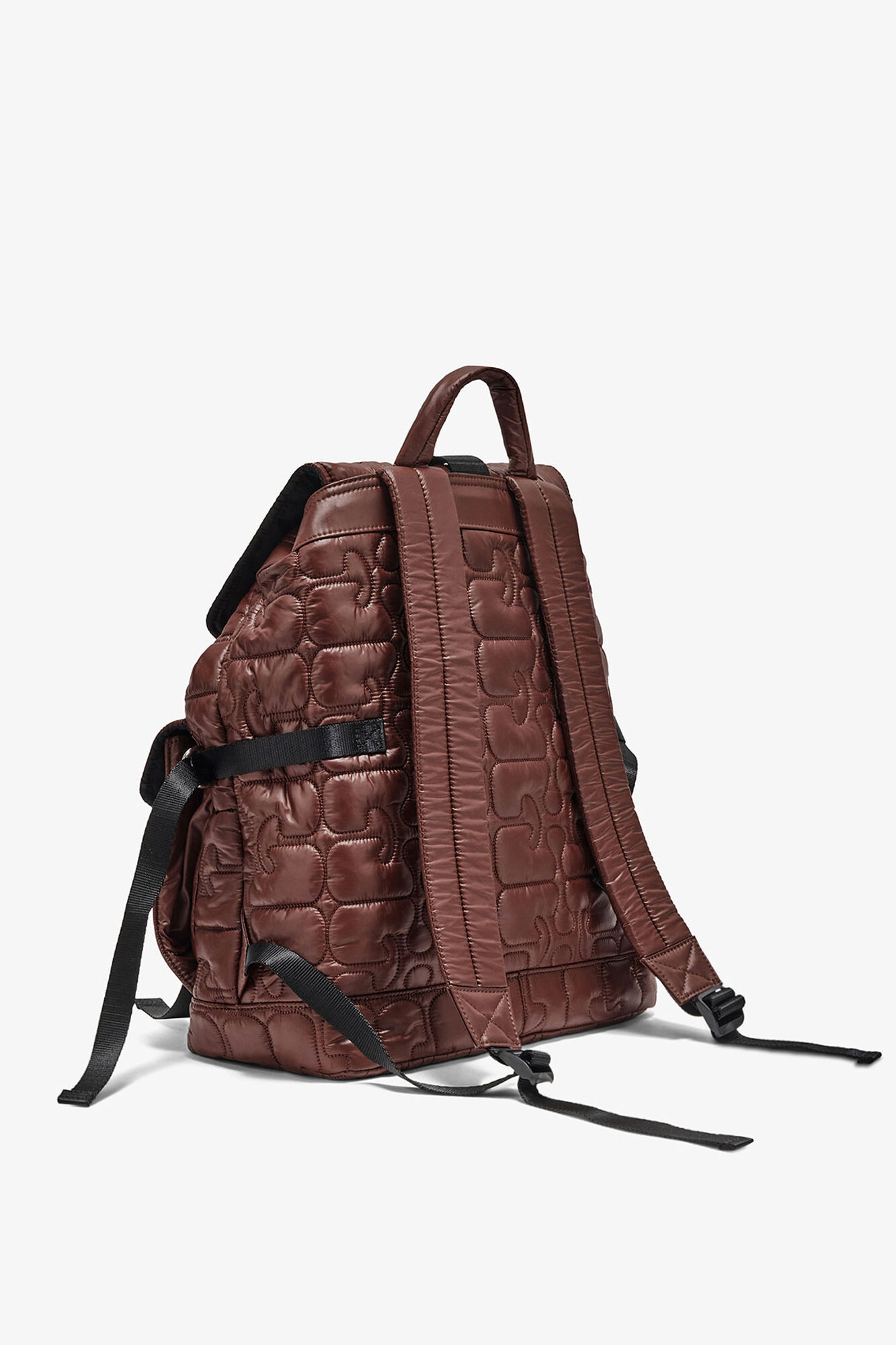Quilted Re-Tech Backpack, Recycled Polyamide, in colour Chicory Coffee - 2 - GANNI