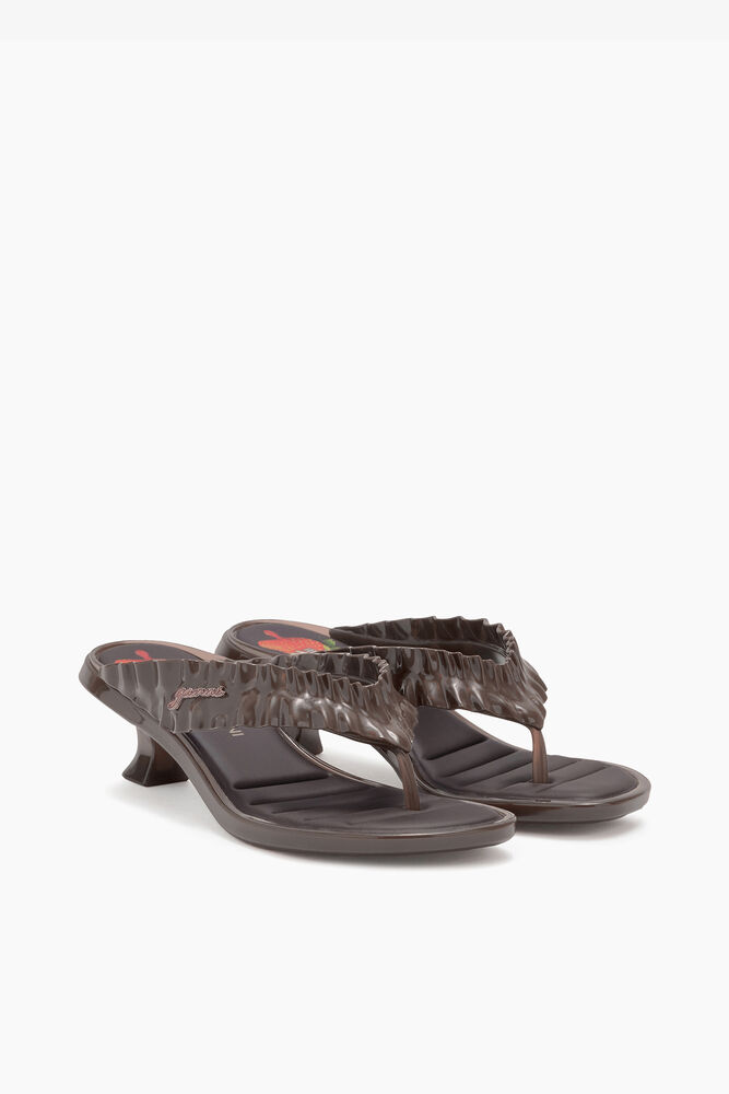 Melissa Thong Kitten Heel in Brown, Demitasse