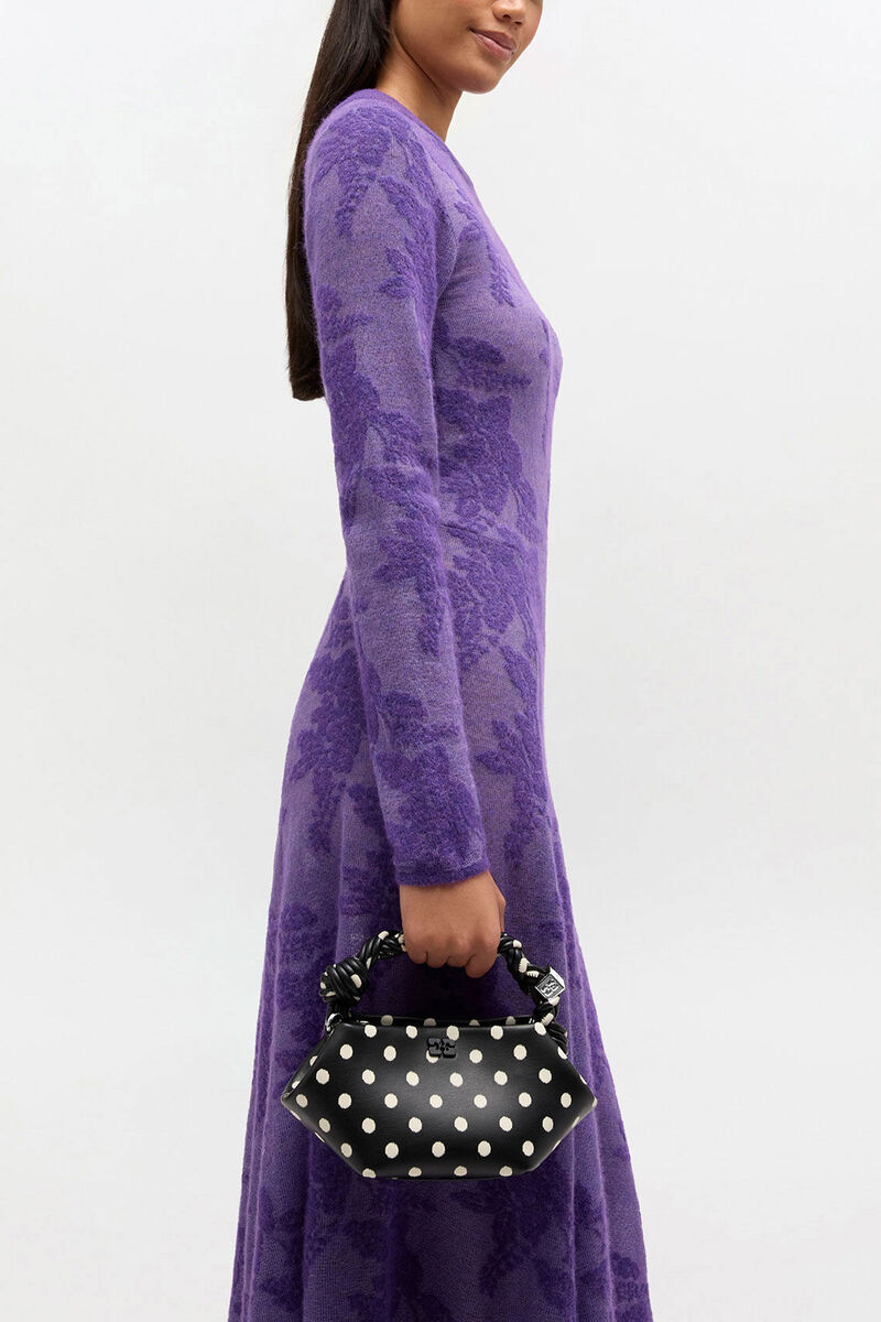 Mini Bou Bag in Polka-Dot, Recycled Leather, in colour Black - 1 - GANNI