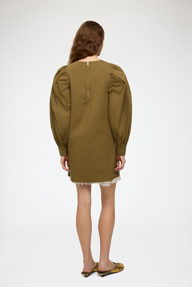 Dress in Green Cotton, Military Olive