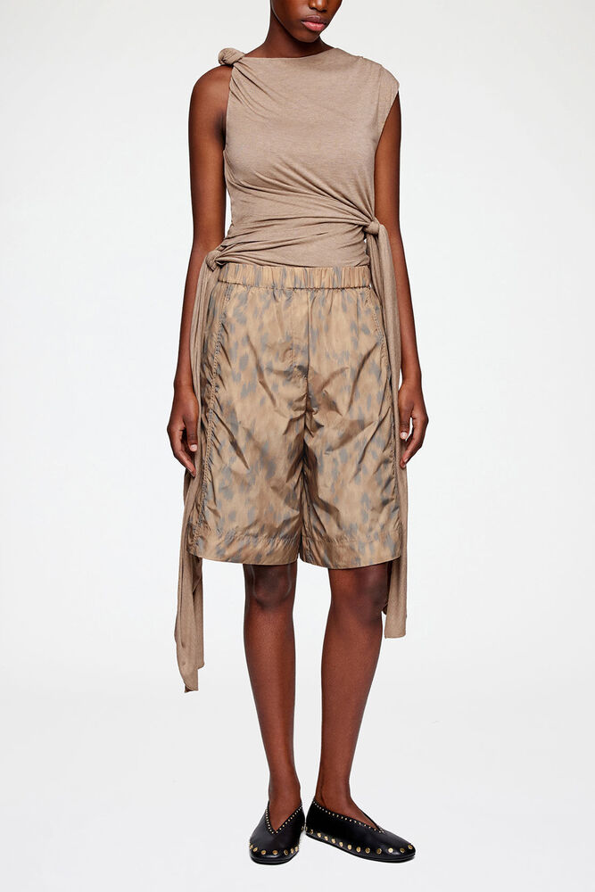 Shorts in Printed Nylon, Burro