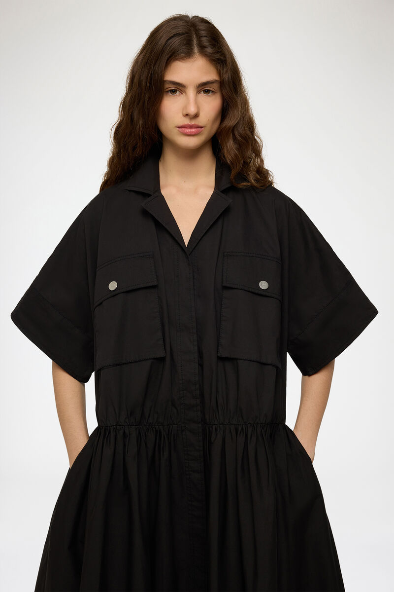 Kleid aus schwarzer Baumwolle, Organic Cotton, in colour Black - 3 - GANNI