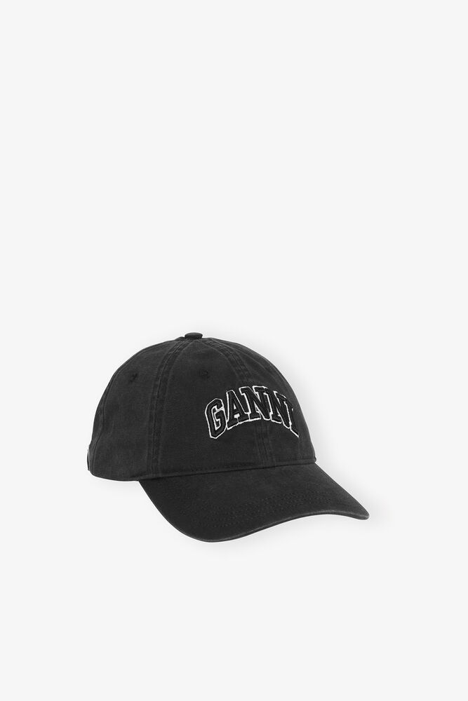 Cap aus schwarz gewaschener Baumwoll-Leinwand, Black